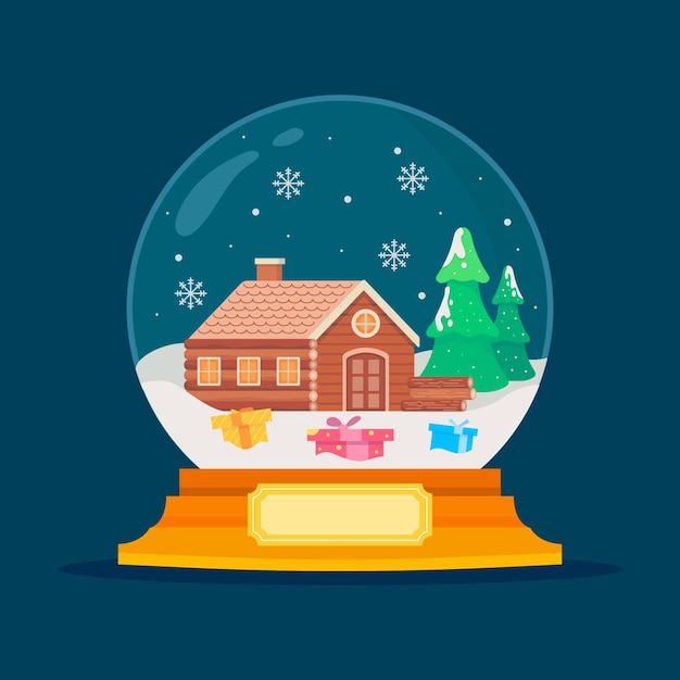 Flat design christmas snowball globe