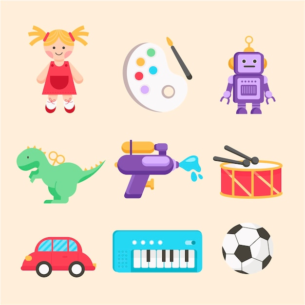 Flat design christmas toy collection