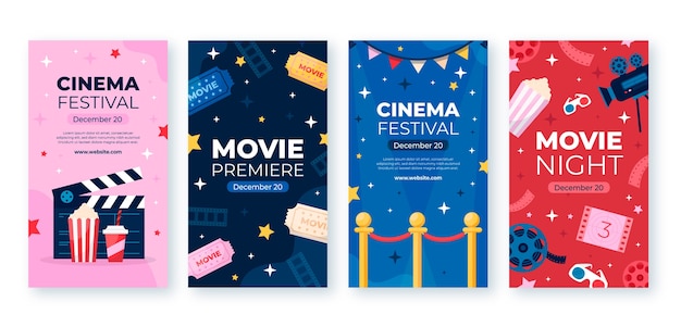 Flat design cinema festival instagram stories