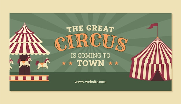 Flat design circus show horizontal banner