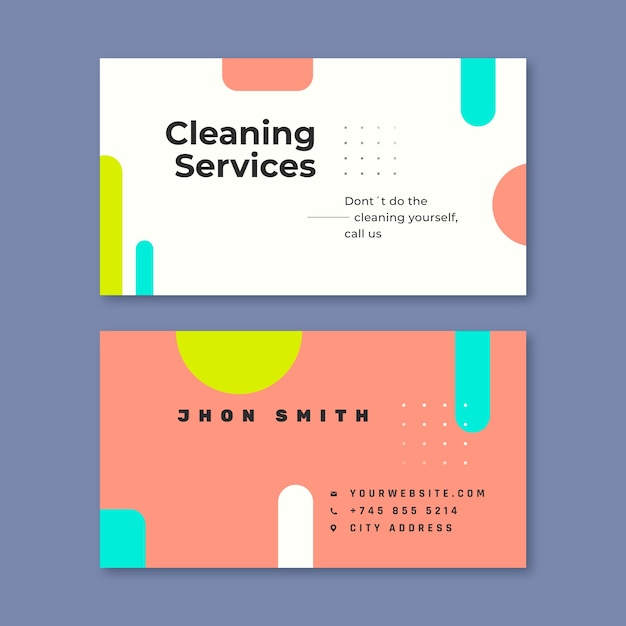 Vector flat design cleaning services horizontal business card