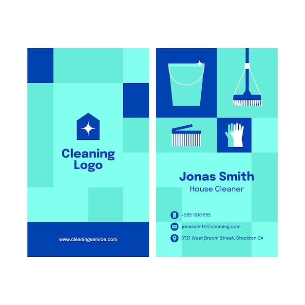 Vector flat design cleaning services vertical business card