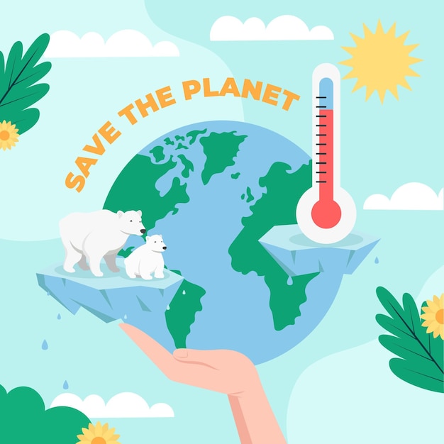 Flat design climate change concept