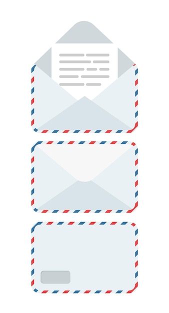 Flat design of closed and open envelope with document in it. Getting or send new letter. E-mail icon