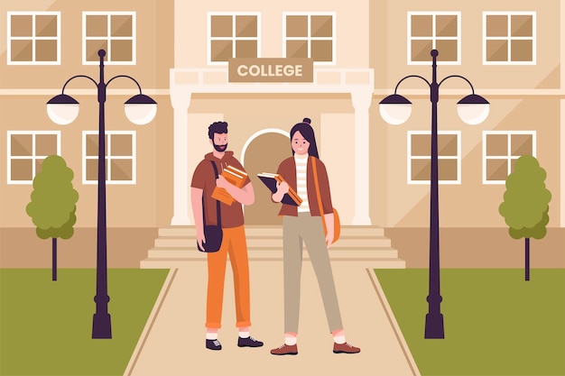 Flat design of college students in university