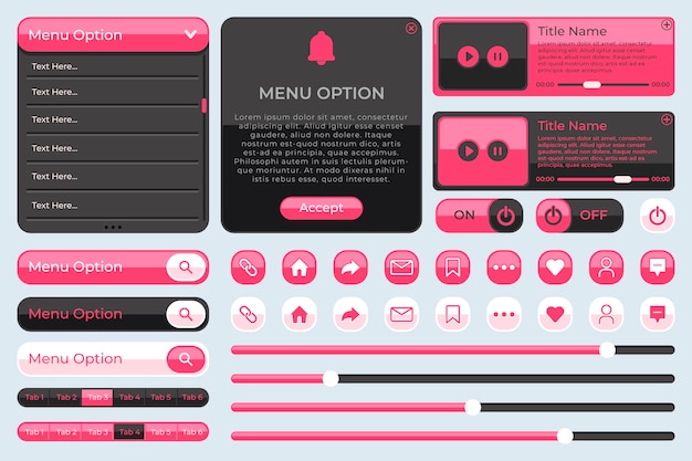 Flat design colored ui kit collection