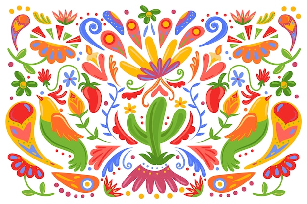 Flat design colorful mexican background