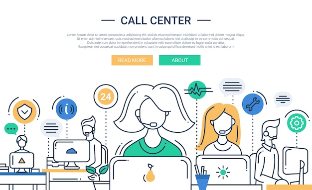 flat design composition with call center support