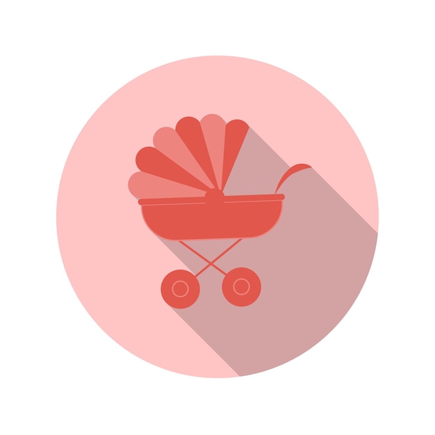 Flat Design Concept Baby Strollers Vector Illustration With Long Shadow. EPS10