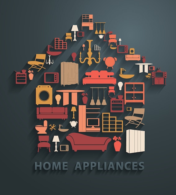 Vector flat design concepts home appliances icons