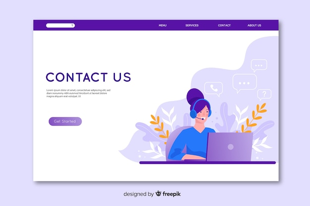 Flat design contact us landing page