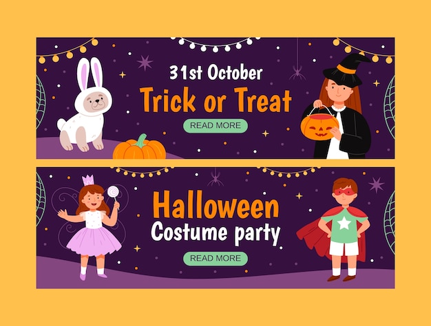 Flat design costume party  horizontal banner