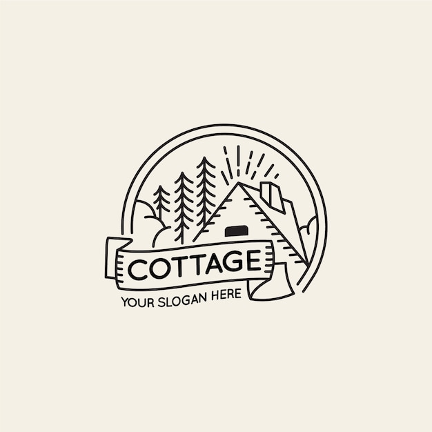 Flat design cottage logo template