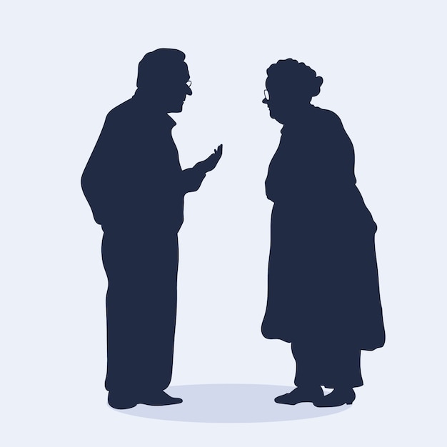 Flat design couple arguing silhouette