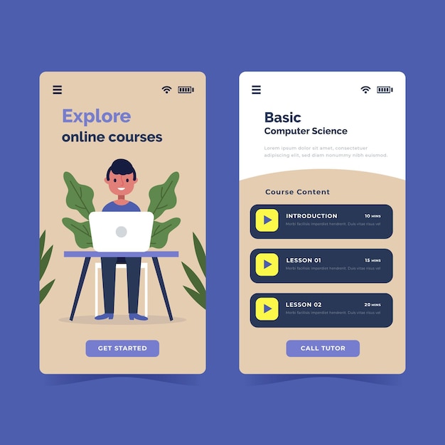 Flat design course app set