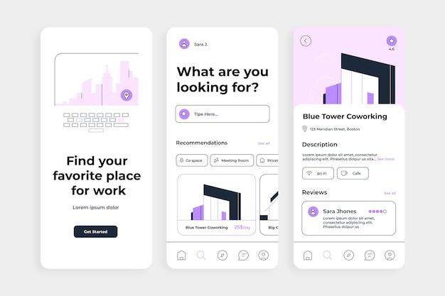 Flat design coworking app template