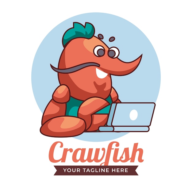 Flat design crawfish logo