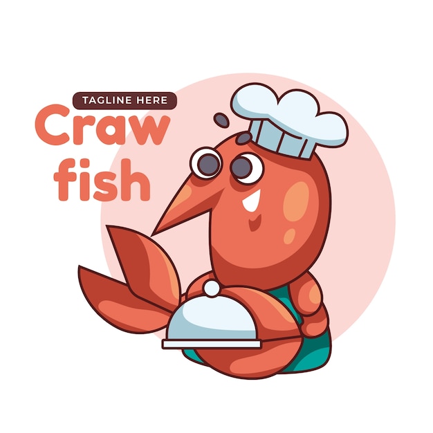 Flat design crawfish logo