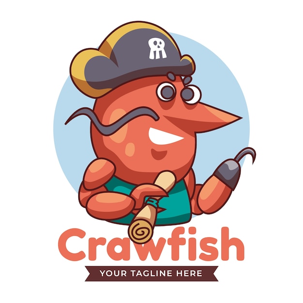 Flat design crawfish logo