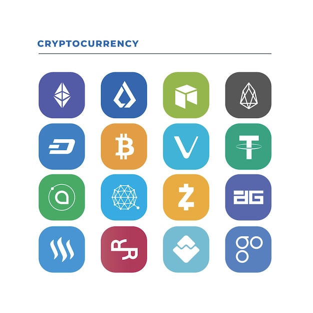 Flat design crypto logo collection