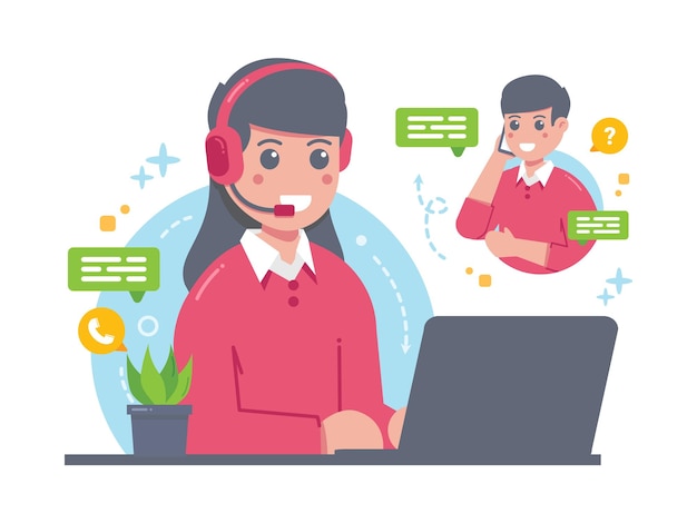 flat design of customer service illustration