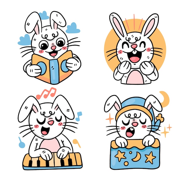 Flat design cute animals stickers