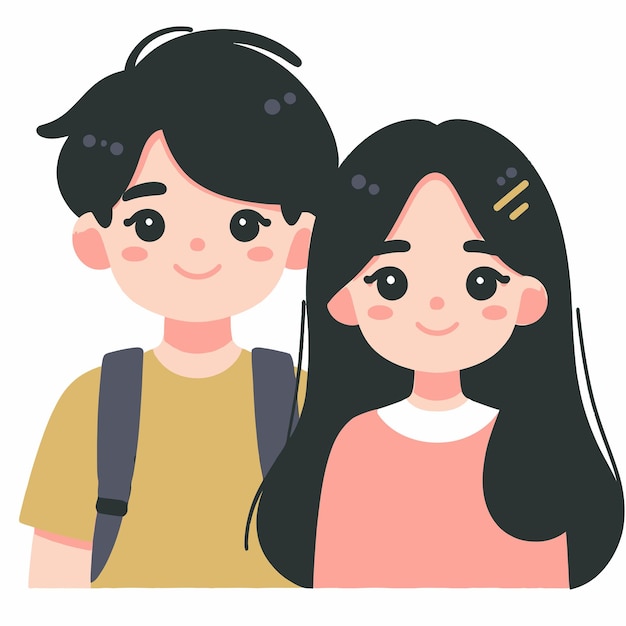 a flat design of cute couple feeling love each others