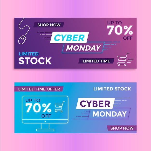 Flat design cyber monday banners collection