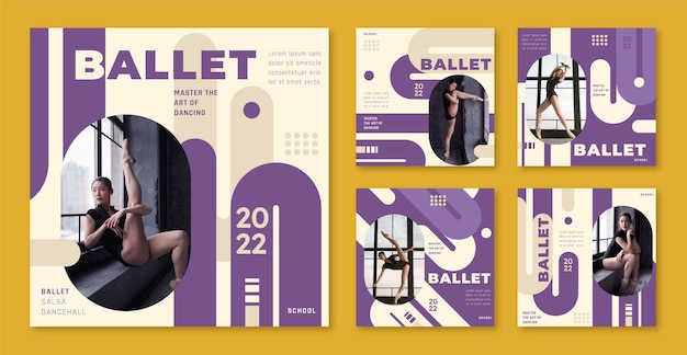 Flat design dance school instagram posts