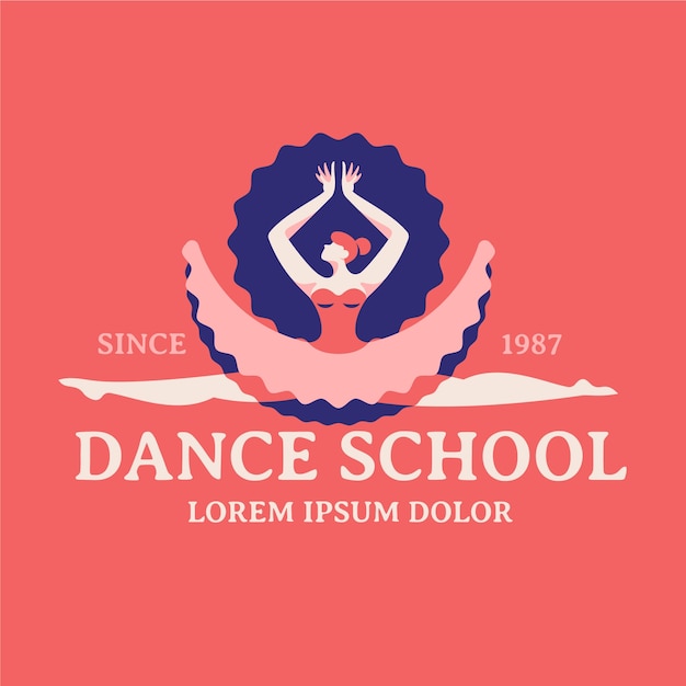 Flat design dance school logo