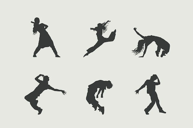 Flat design dancer silhouette set