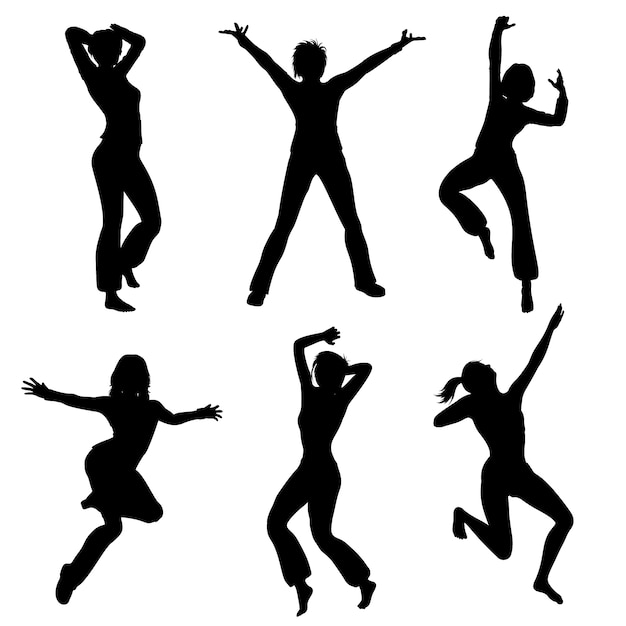 Flat design of dancer silhouette set