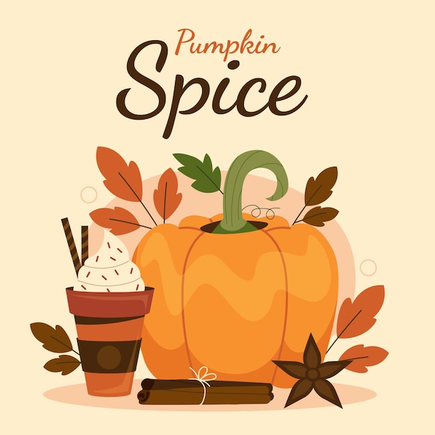 Flat design delicious pumpkin spice illustration