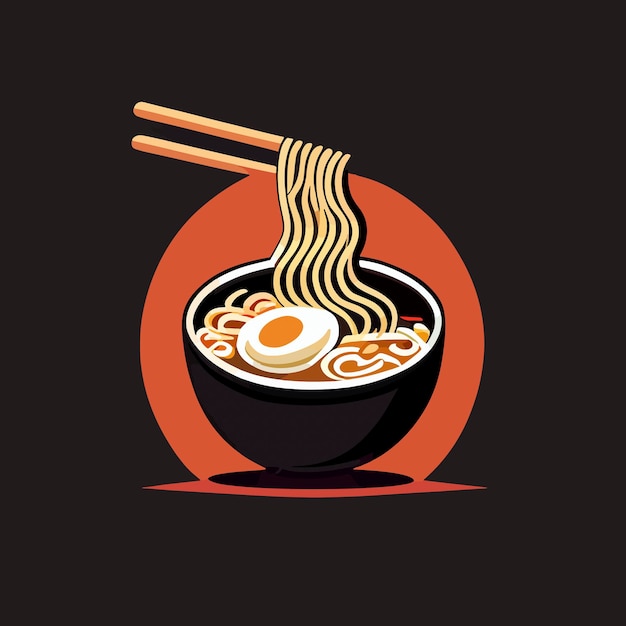 Flat design of Delicious ramen noodles in a bowl