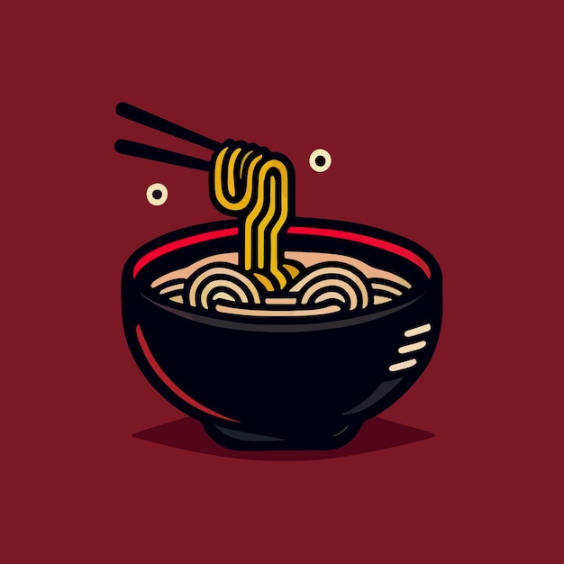 Flat design of Delicious ramen noodles in a bowl