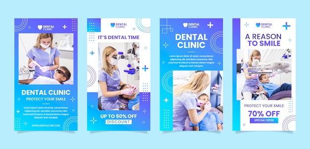 Flat design dental clinic instagram stories template