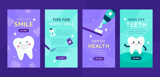 Flat design dental clinic instagram stories