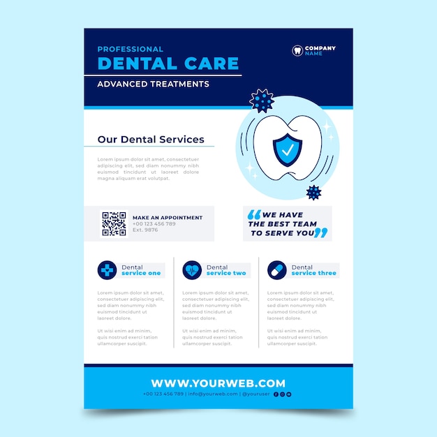 Flat design dental flyer template