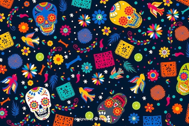  flat design of dia de muertos background