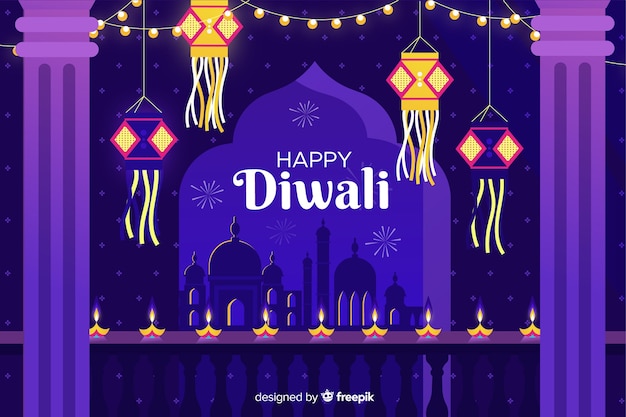 Flat design of diwali background