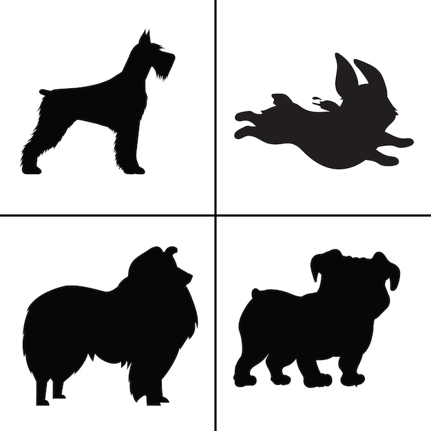 FLAT DESIGN DOG SILHOUETTE SET dog black black icon dog puppy cute corgi pet dogs funny