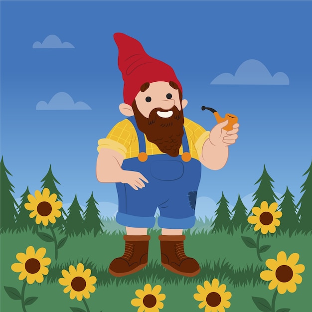 Flat design dwarf illustration