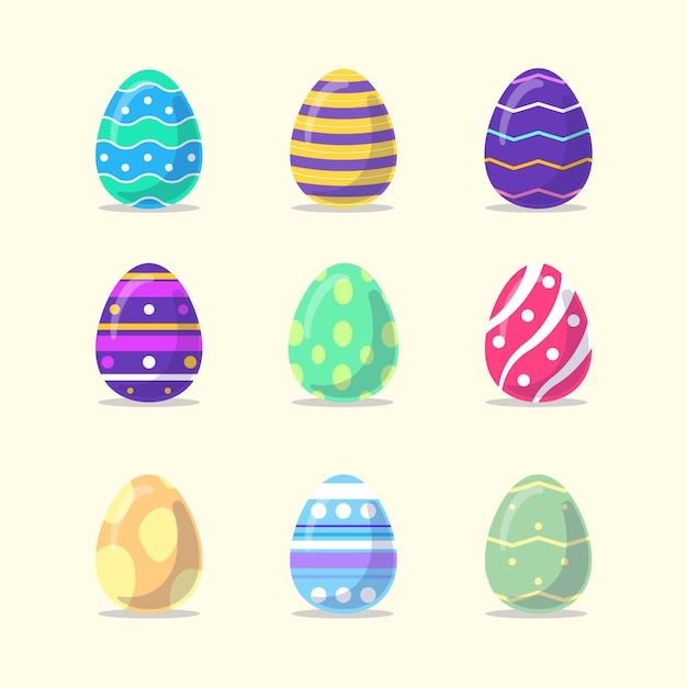 Flat design easter day egg collection