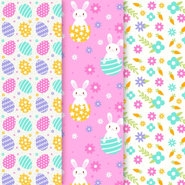 Flat design easter day pattern collection concept