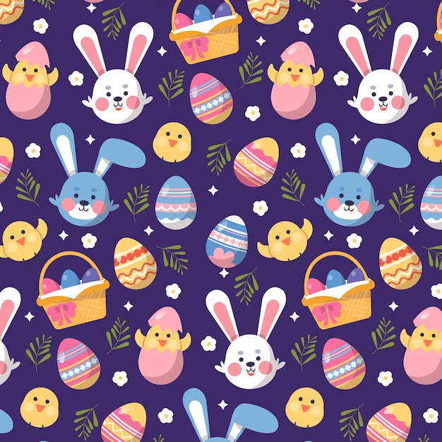 Flat design easter pattern