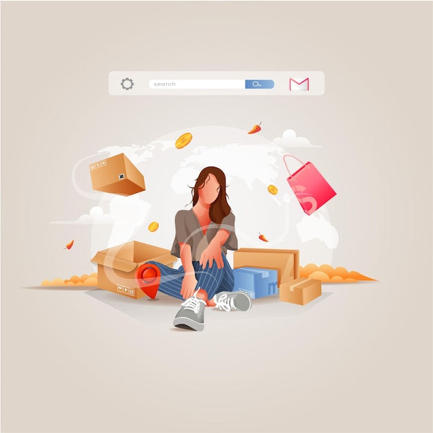 Flat design Easy shopping from home