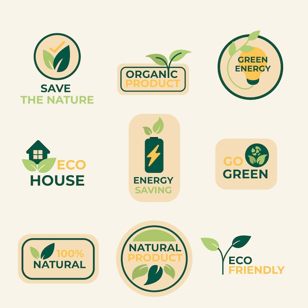 Flat design eco friendly label pack