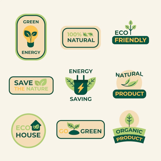 Flat design eco friendly label set