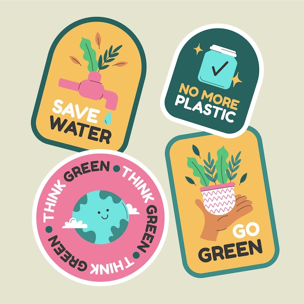 Flat design eco friendly label set