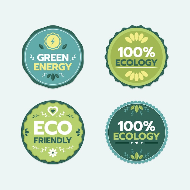 Flat design eco friendly labels